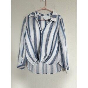 Vacate The Label Faux Wrap Blouse Shirt Size S Casual Beachy Resortwear Striped